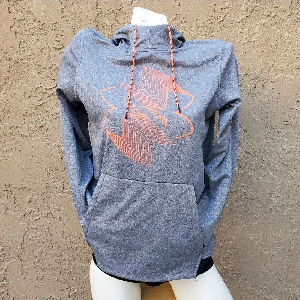 Under Armour Coldgear gray and orange hoodie